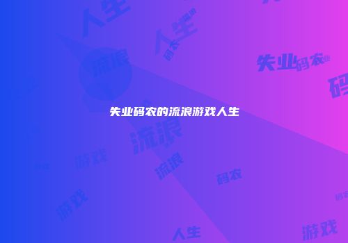 失业码农的流浪游戏人生