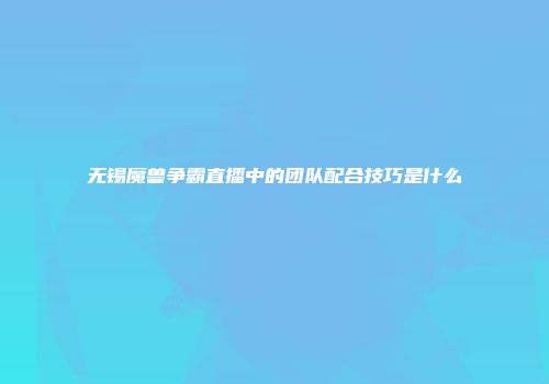 无锡魔兽争霸直播中的团队配合技巧是什么