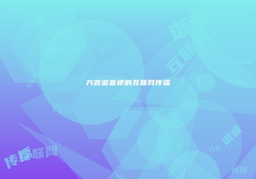 方言谐音梗的互联网传播