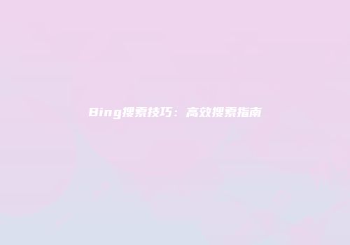 Bing搜索技巧：高效搜索指南