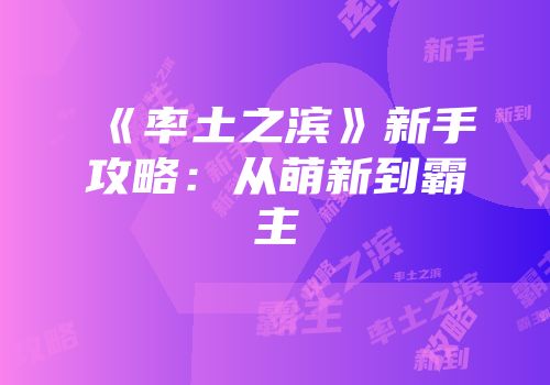 《率土之滨》新手攻略：从萌新到霸主