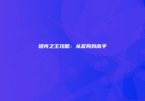 坦克之王攻略：从菜狗到高手