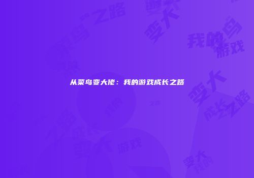 从菜鸟变大佬：我的游戏成长之路