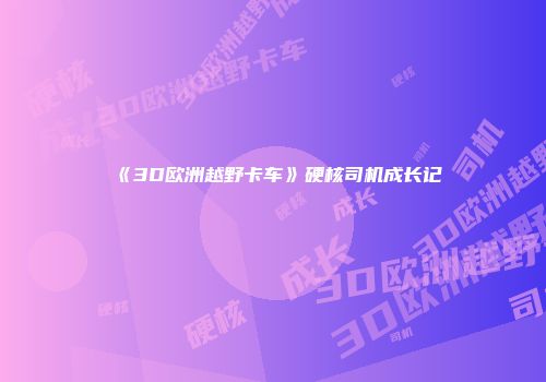 《3D欧洲越野卡车》硬核司机成长记