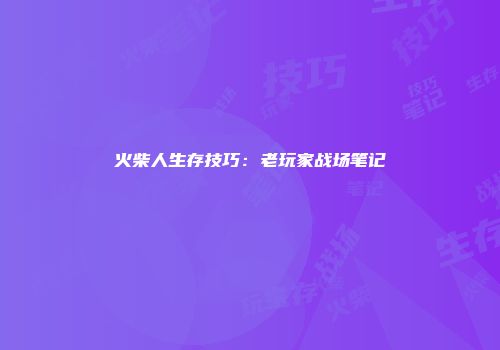 火柴人生存技巧：老玩家战场笔记