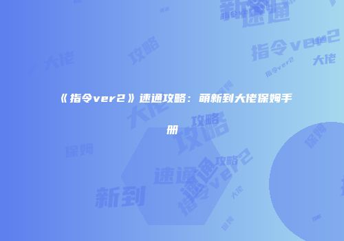 《指令ver2》速通攻略：萌新到大佬保姆手册