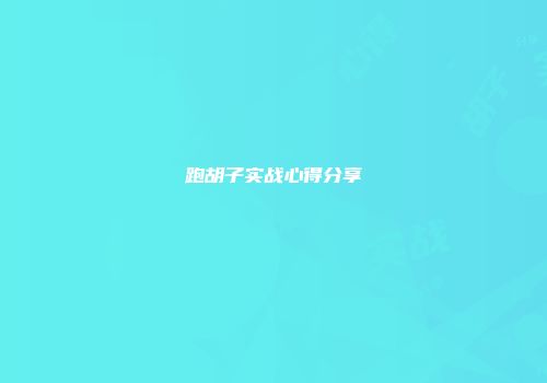 跑胡子实战心得分享