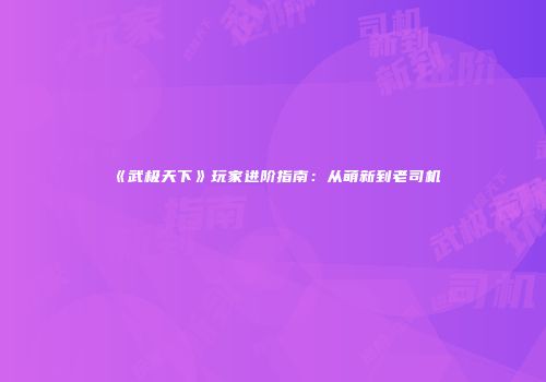 《武极天下》玩家进阶指南：从萌新到老司机