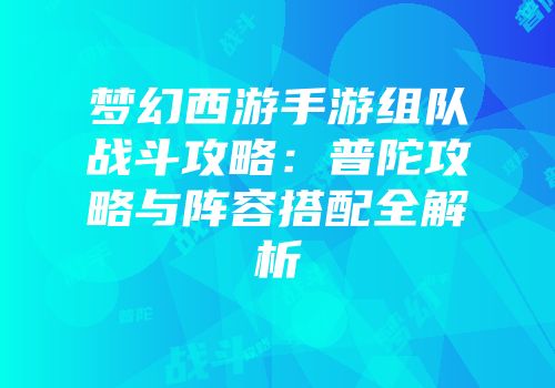 梦幻西游手游组队战斗攻略：普陀攻略与阵容搭配全解析
