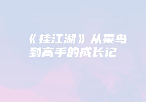《挂江湖》从菜鸟到高手的成长记