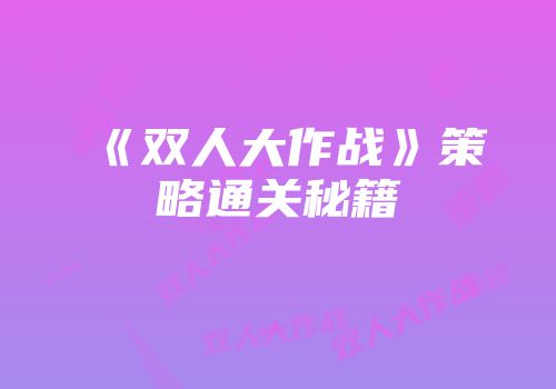 《双人大作战》策略通关秘籍