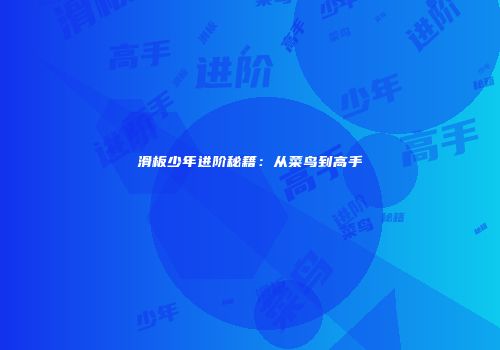 滑板少年进阶秘籍：从菜鸟到高手