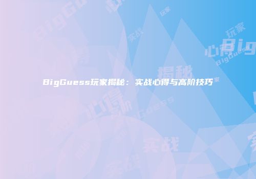 BigGuess玩家揭秘：实战心得与高阶技巧