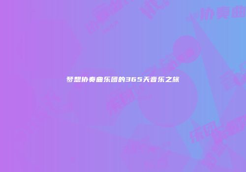 梦想协奏曲乐团的365天音乐之旅