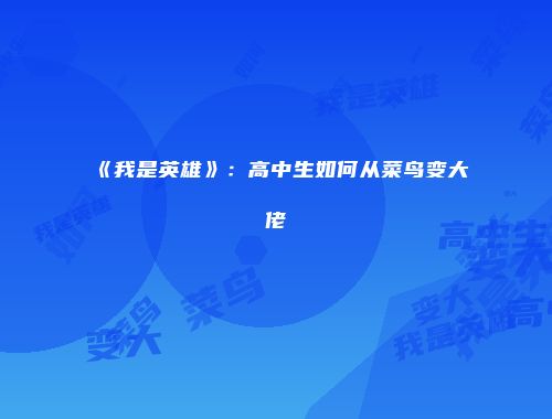 《我是英雄》：高中生如何从菜鸟变大佬