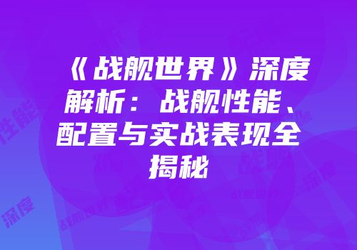 《战舰世界》深度解析：战舰性能、配置与实战表现全揭秘
