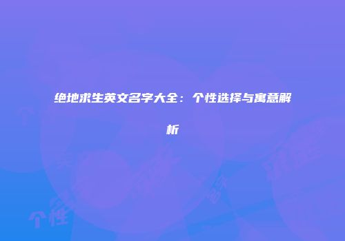 绝地求生英文名字大全：个性选择与寓意解析