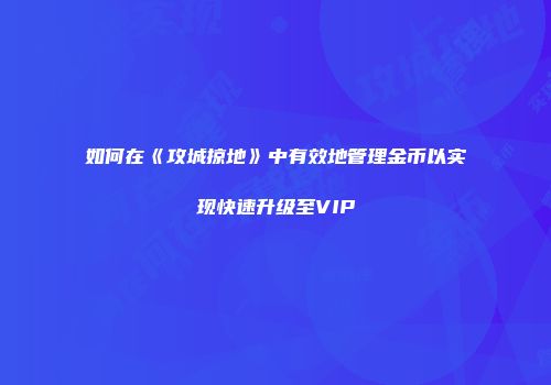 如何在《攻城掠地》中有效地管理金币以实现快速升级至VIP