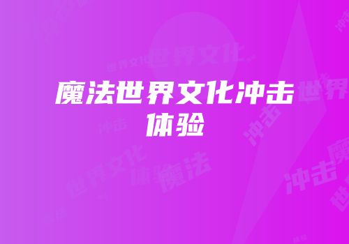魔法世界文化冲击体验