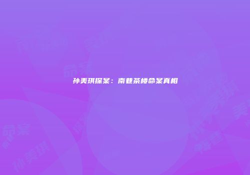 孙美琪探案：南巷茶楼命案真相