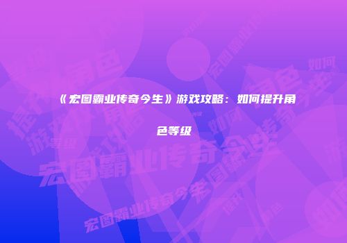 《宏图霸业传奇今生》游戏攻略：如何提升角色等级