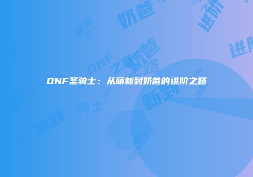 DNF圣骑士：从萌新到奶爸的进阶之路