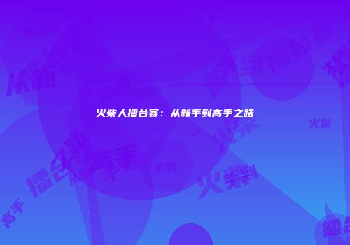 火柴人擂台赛：从新手到高手之路