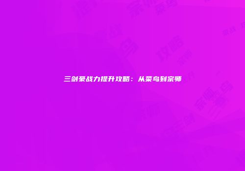 三剑豪战力提升攻略：从菜鸟到宗师