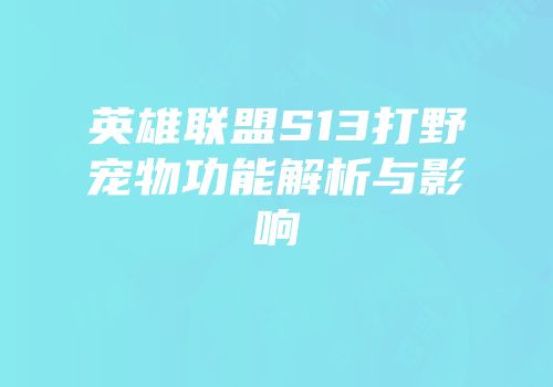 英雄联盟S13打野宠物功能解析与影响