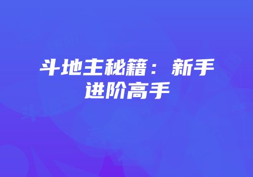 斗地主秘籍：新手进阶高手