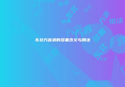 东北方言浪的多重含义与用法