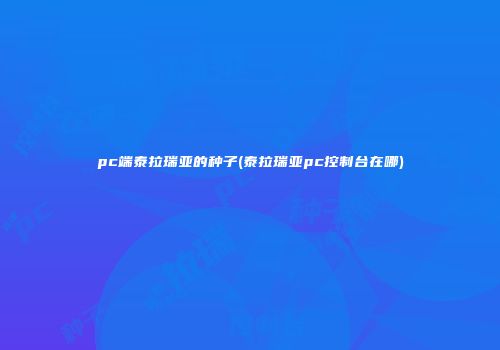 pc端泰拉瑞亚的种子(泰拉瑞亚pc控制台在哪)