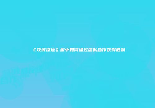《攻城掠地》服中如何通过团队合作获得胜利