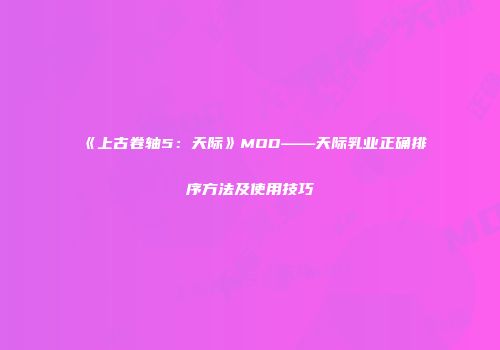 《上古卷轴5：天际》MOD——天际乳业正确排序方法及使用技巧