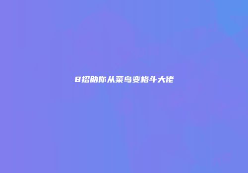 8招助你从菜鸟变格斗大佬