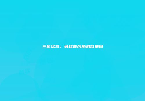 三国猛将：勇猛背后的相似基因