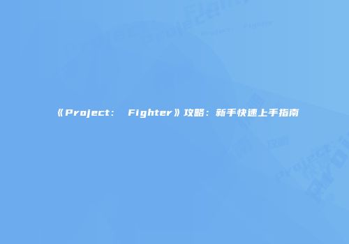《Project： Fighter》攻略：新手快速上手指南