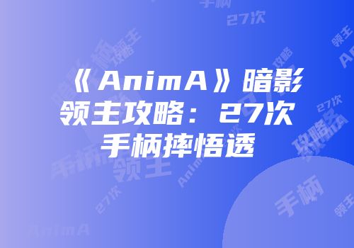 《AnimA》暗影领主攻略：27次手柄摔悟透