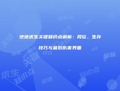 绝地求生关键知识点解析：段位、生存技巧与最后伤害界面