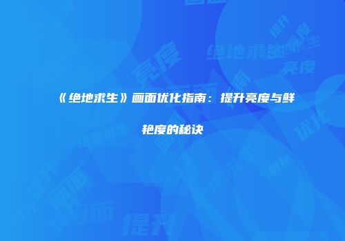 《绝地求生》画面优化指南：提升亮度与鲜艳度的秘诀