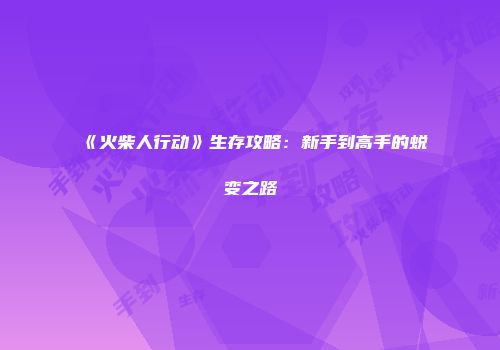 《火柴人行动》生存攻略：新手到高手的蜕变之路