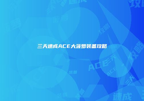 三天速成ACE大菠萝装备攻略
