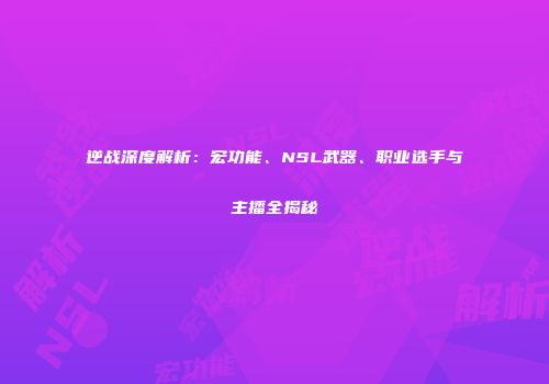 逆战深度解析：宏功能、NSL武器、职业选手与主播全揭秘