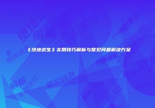 《绝地求生》实用技巧解析与常见问题解决方案