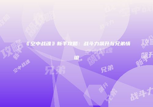 《空中战魂》新手攻略：战斗力飙升与兄弟情谊