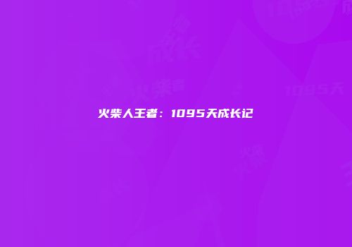 火柴人王者：1095天成长记