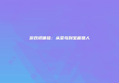 游戏初体验：从菜鸟到宝藏猎人