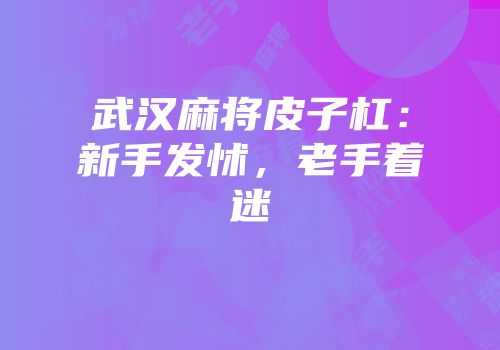 武汉麻将皮子杠：新手发怵，老手着迷