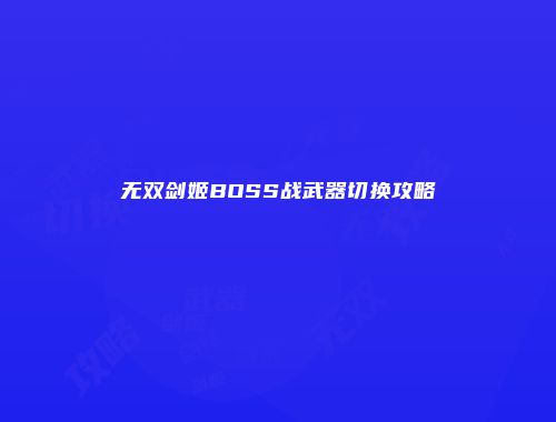 无双剑姬BOSS战武器切换攻略