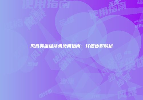 风暴英雄维修机使用指南：详细步骤解析